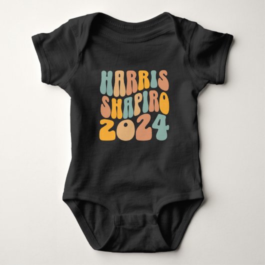 Kamala Harris Shapiro Wavy Text Retro Trendy Romper (Voorkant)