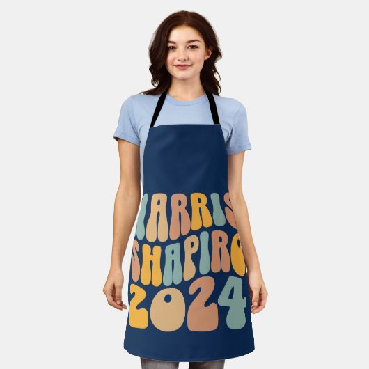 Kamala Harris Shapiro Wavy Text Retro Trendy Schort (Gedragen)