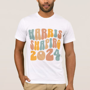 Kamala Harris Shapiro Wavy Text Retro Trendy T-shirt