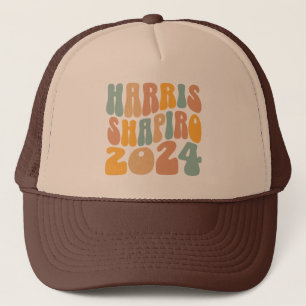 Kamala Harris Shapiro Wavy Text Retro Trendy Trucker Pet