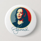 Kamala Harris Signature Portret Ronde Button 7,6 Cm (Voorkant)
