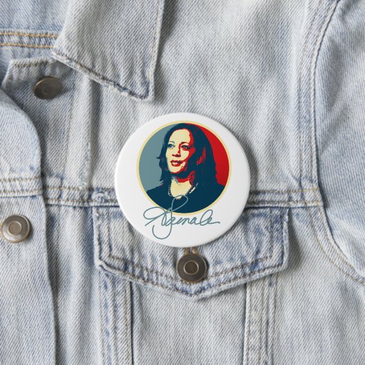Kamala Harris Signature Portret Ronde Button 7,6 Cm (In situ)
