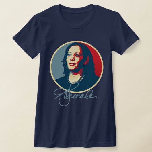 Kamala Harris Signature Portret T-shirt (Laagn)