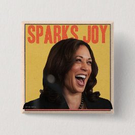 KAMALA HARRIS SPARKS JOY PIN VIERKANTE BUTTON 5,1 CM