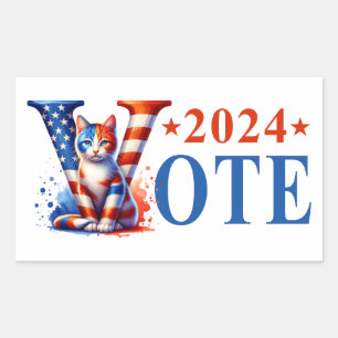 Kamala Harris Stem 2024 Cat Patriotic Rechthoekige Sticker