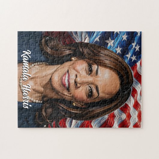 Kamala Harris sterren en strepen Legpuzzel (Horizontaal)