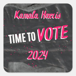 Kamala Harris Sticker. Zwarte kleur. Vierkant Vierkante Sticker