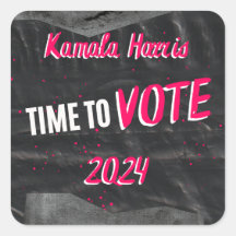 Kamala Harris Sticker. Zwarte kleur. Vierkant