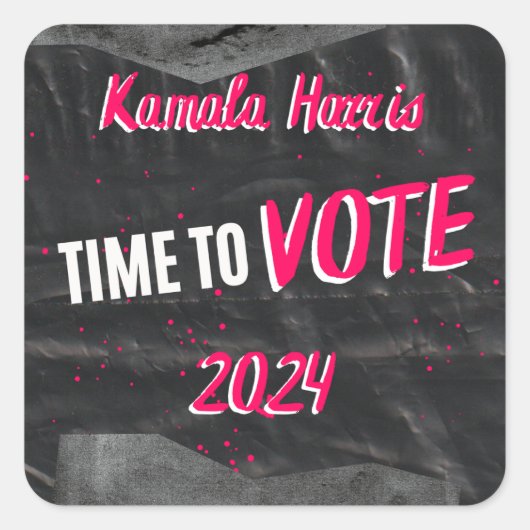 Kamala Harris Sticker. Zwarte kleur. Vierkant Vierkante Sticker (Voorkant)