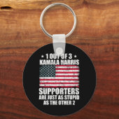 Kamala Harris Stomme grap Amerikaanse vlag VS Grap Sleutelhanger (Voorkant)
