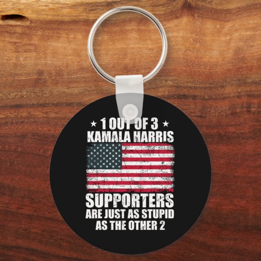Kamala Harris Stomme grap Amerikaanse vlag VS Grap Sleutelhanger (Voorkant)