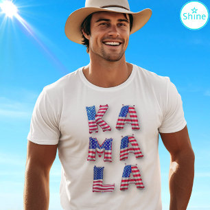 Kamala Harris Supporter USA Vlag Ballon Alfabetten T-shirt