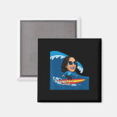Kamala Harris surfplank rijden op een blauwe golf Magneet (Voorkant / Achterkant)