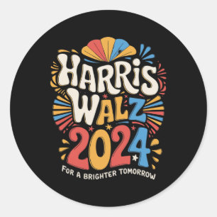 Kamala Harris Tim Waltz Campaign Harris W 2024 Ele Ronde Sticker