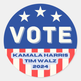 Kamala Harris - Tim Walz 2024. Circle Ronde Sticker