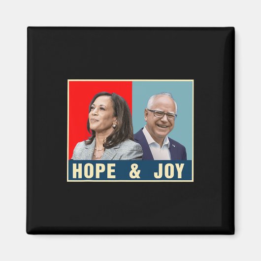Kamala Harris Tim Walz 2024 Hoop en vreugde Magneet (Voorkant)