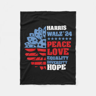 Kamala Harris Tim Walz 2024 Peace LGBT Harris Walz Fleece Deken