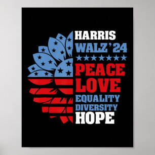Kamala Harris Tim Walz 2024 Peace LGBT Harris Walz Poster