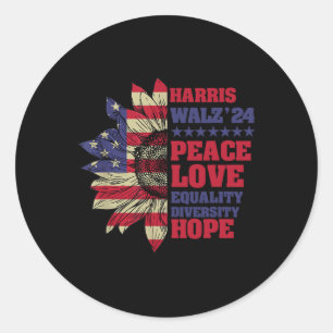 Kamala Harris Tim Walz 2024 Peace LGBT Harris Walz Ronde Sticker