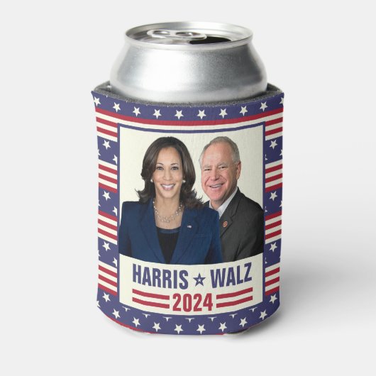 Kamala Harris Tim Walz 2024 President Vice Foto's Blikjeskoeler (Blikje Achterkant)