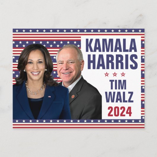 Kamala Harris Tim Walz 2024 President Vice Foto's Briefkaart (Voorkant)