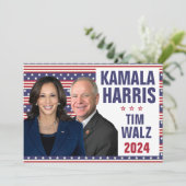 Kamala Harris Tim Walz 2024 President Vice Foto's Kaart (Staand voorkant)