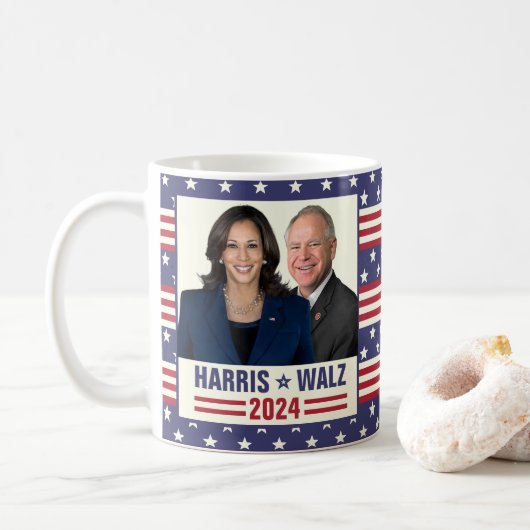 Kamala Harris Tim Walz 2024 President Vice Foto's Koffiemok (Met donut)
