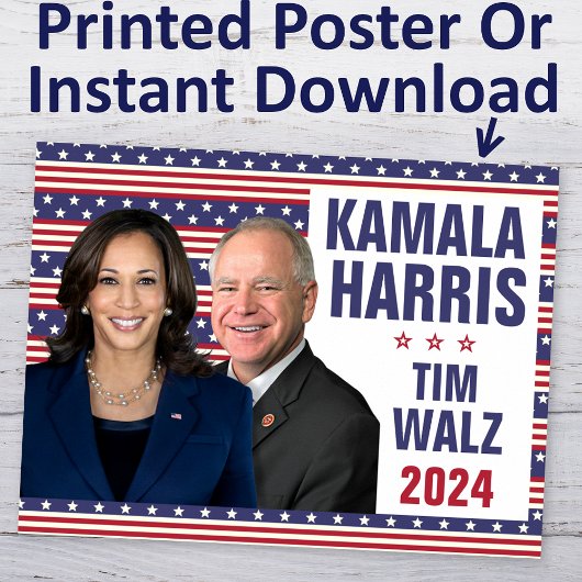 Kamala Harris Tim Walz 2024 President Vice Foto's Poster
