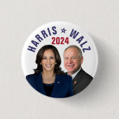 Kamala Harris Tim Walz 2024 President Vice Foto's Ronde Button 3,2 Cm (Voorkant)