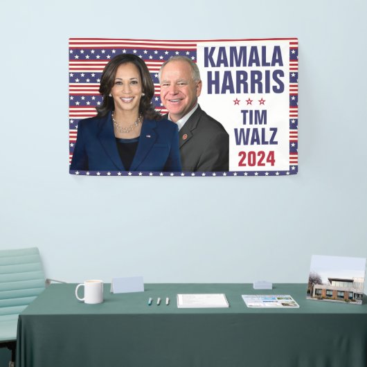 Kamala Harris Tim Walz 2024 President Vice Foto's Spandoek (Beurs)