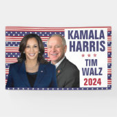 Kamala Harris Tim Walz 2024 President Vice Foto's Spandoek (Horizontaal)