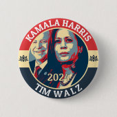 Kamala Harris Tim Walz 2024 Ronde Button 5,7 Cm (Voorkant)