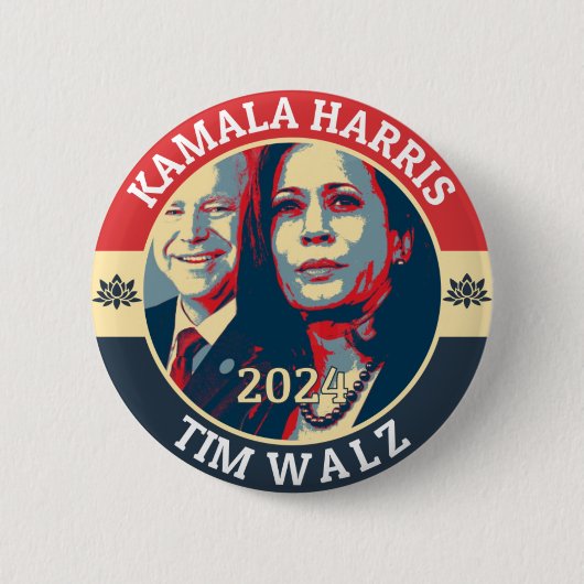Kamala Harris Tim Walz 2024 Ronde Button 5,7 Cm (Voorkant)