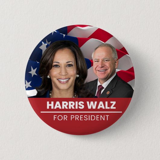 Kamala Harris Tim Walz 2024 Ronde Button 5,7 Cm (Voorkant)