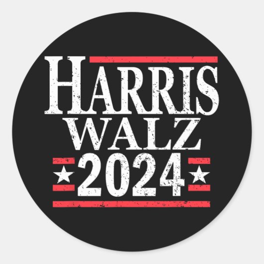 Kamala Harris Tim Walz 2024 Ronde Sticker (Voorkant)
