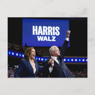 Kamala Harris Tim Walz banner Briefkaart