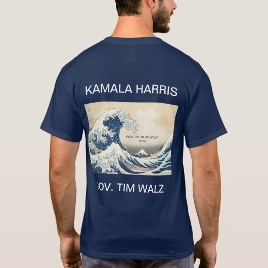KAMALA HARRIS TIM WALZ BLUE WAVE 2024 T-shirt (Achterkant)