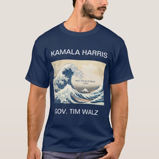 KAMALA HARRIS TIM WALZ BLUE WAVE 2024 T-shirt (Voorkant)