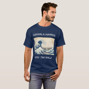 KAMALA HARRIS TIM WALZ BLUE WAVE T-shirt