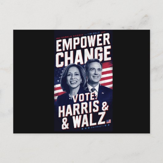 Kamala Harris & Tim Walz Briefkaart (Voorkant)