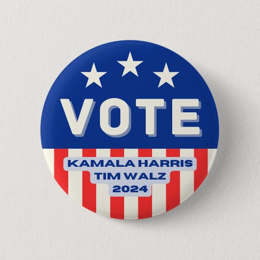 Kamala Harris - Tim Walz Circle Ronde Button 5,7 Cm (Voorkant)