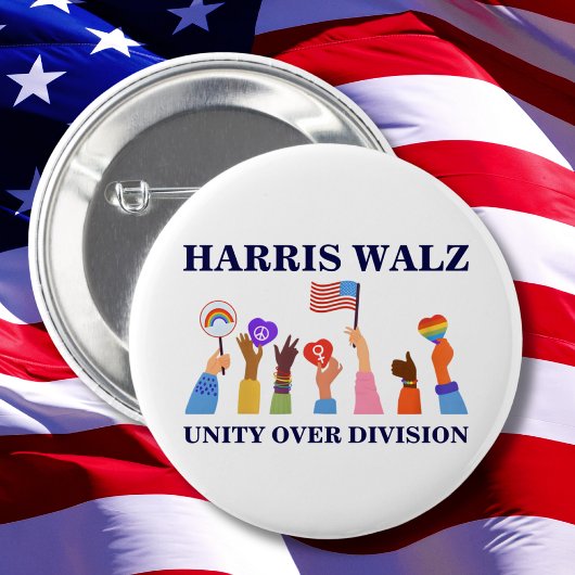 Kamala Harris Tim Walz Eenheid over Divisie Ronde Button 5,7 Cm