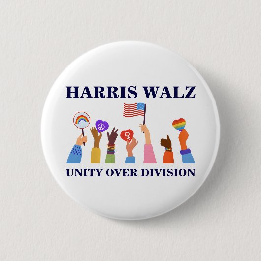 Kamala Harris Tim Walz Eenheid over Divisie Ronde Button 5,7 Cm (Voorkant)