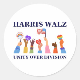 Kamala Harris Tim Walz Eenheid over Divisie Ronde Sticker