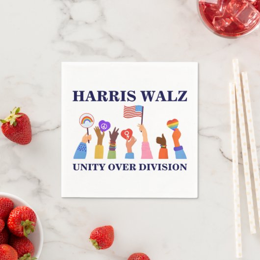 Kamala Harris Tim Walz Eenheid over Divisie Servet (Insitu)