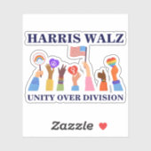 Kamala Harris Tim Walz Eenheid over Divisie Sticker (Vel)