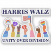 Kamala Harris Tim Walz Eenheid over Divisie Sticker (Voorkant)