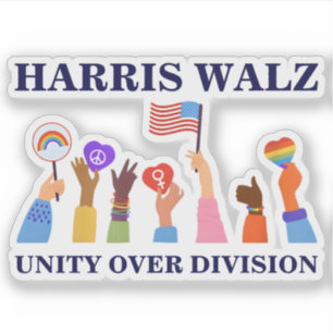 Kamala Harris Tim Walz Eenheid over Divisie Sticker