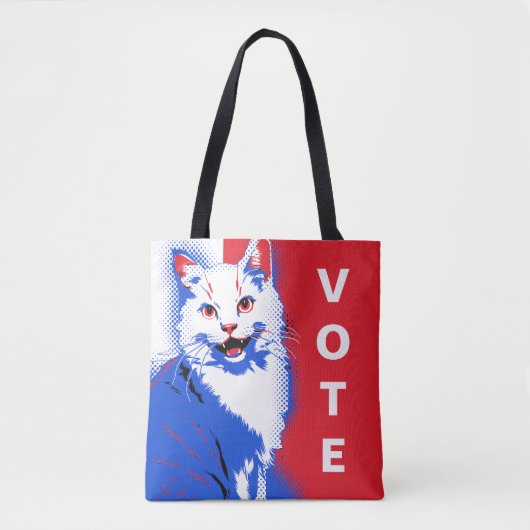 Kamala Harris Tim Walz Kinderloze Kat Dames Stem! Tote Bag (Voorkant)