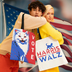 Kamala Harris Tim Walz Kinderloze Kat Dames Stem! Tote Bag